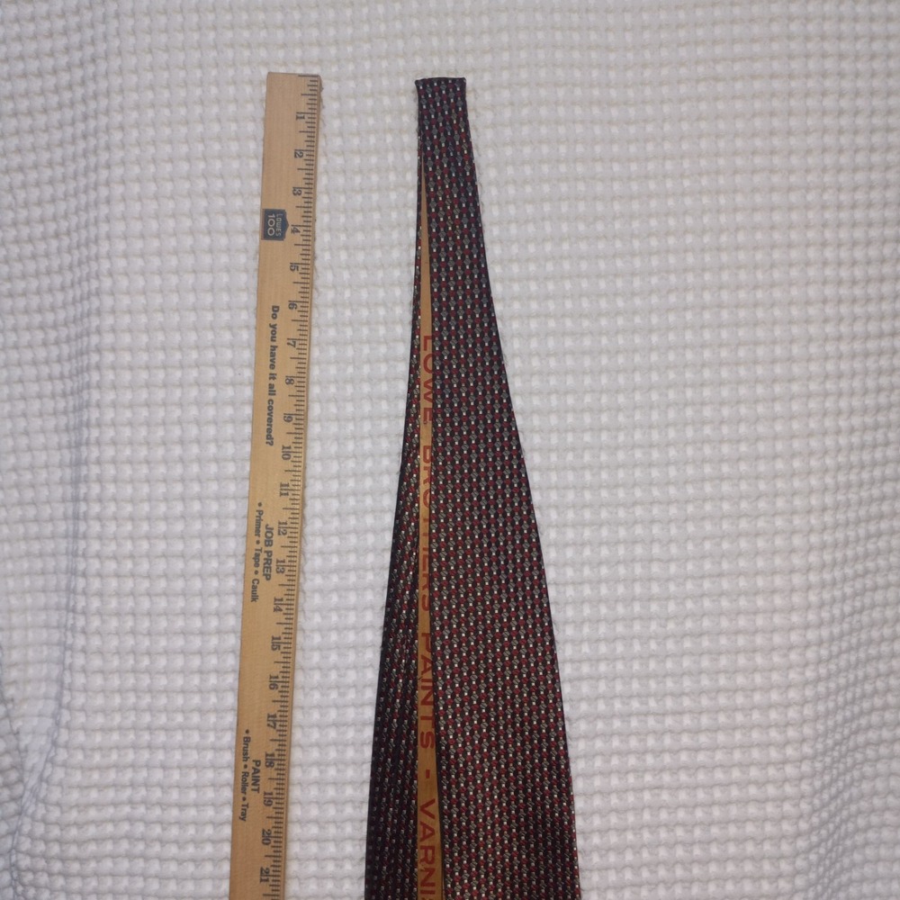 Roberto Villini Couture Men Black Red Silver Diamond Woven Silk Tie Handmade - Picture 2 of 8